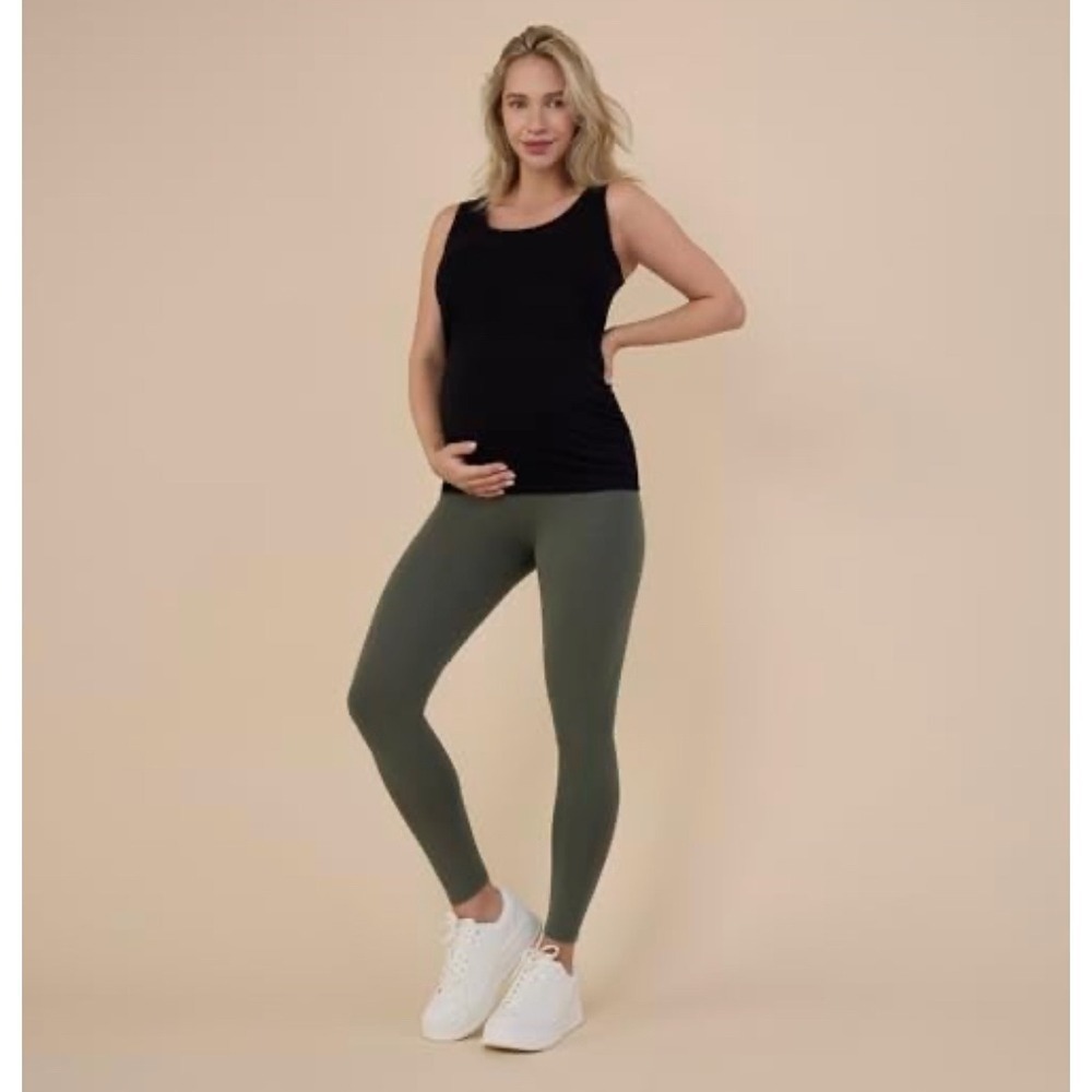 NWT Motherhood Maternity Leggings Olive Green Full Panel Small Size S - Picture 5 of 9